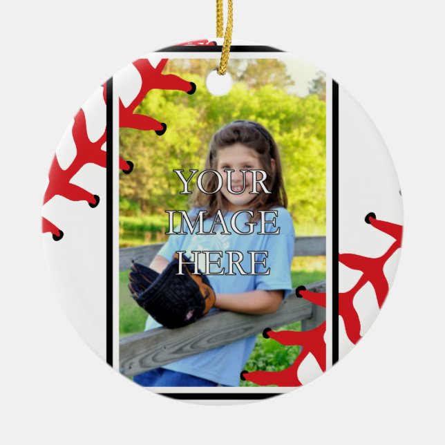Personalisierte Baseball-/Softball-Verzierung Keramik Ornament (Vorne)