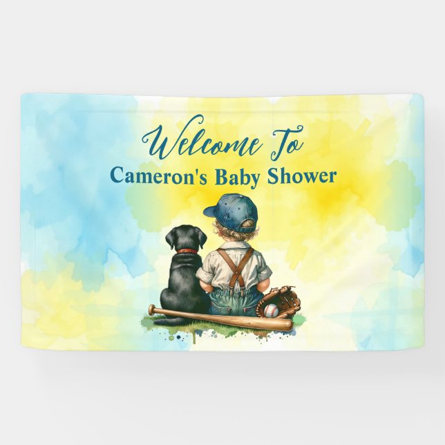Personalisierte Baseball Themed Baby Dusche Banner (Horizontal)