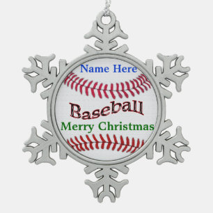 Personalisierte Baseball-Verzierungen mit IHREM Schneeflocken Zinn-Ornament