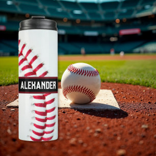 Personalisierte Baseball-Wasserflasche mit Namen Thermosbecher