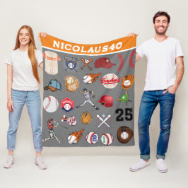 Personalisierte Baseballspielernummer Grau Fleecedecke