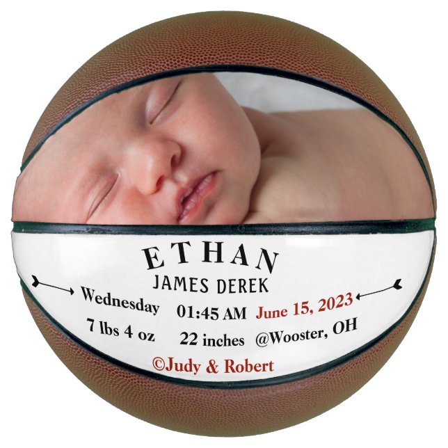 Personalisierte Basketball Baby Geburtserklärung (Vorderseite)