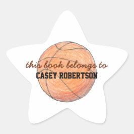 Personalisierte Basketball-Exlibris für Kinder - S Stern-Aufkleber