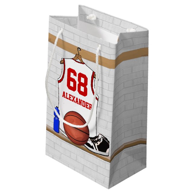 Personalisierte Basketball Jersey Kleine Geschenktüte (Rückseite Schrägansicht)