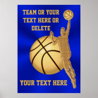 Personalisierte Basketball-Poster Blau und Gold