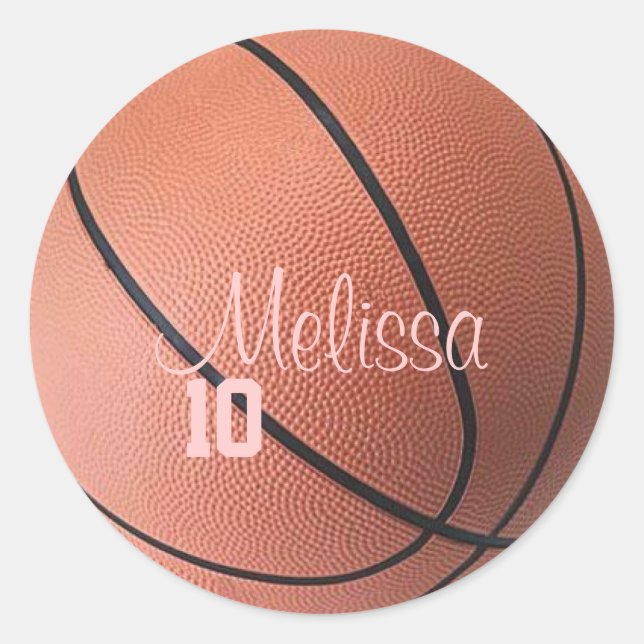Personalisierte Basketballkleber Runder Aufkleber (Vorderseite)