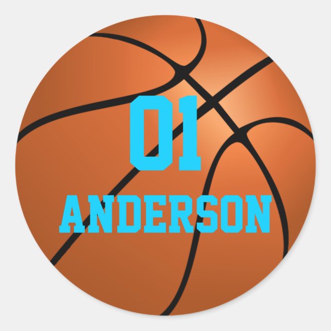 Personalisierte Basketballkleber Runder Aufkleber (Vorderseite)