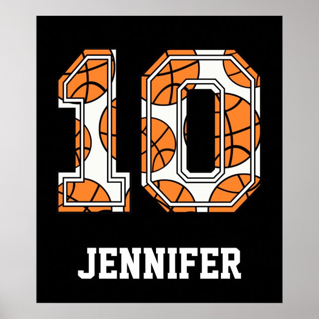 Personalisierte Basketballnummer 10 Poster (Vorne)