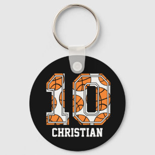 Personalisierte Basketballnummer 10 Schlüsselanhänger