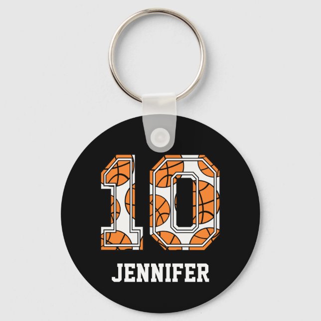 Personalisierte Basketballnummer 10 Schlüsselanhänger (Vorderseite)