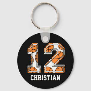 Personalisierte Basketballnummer 12 Schlüsselanhänger