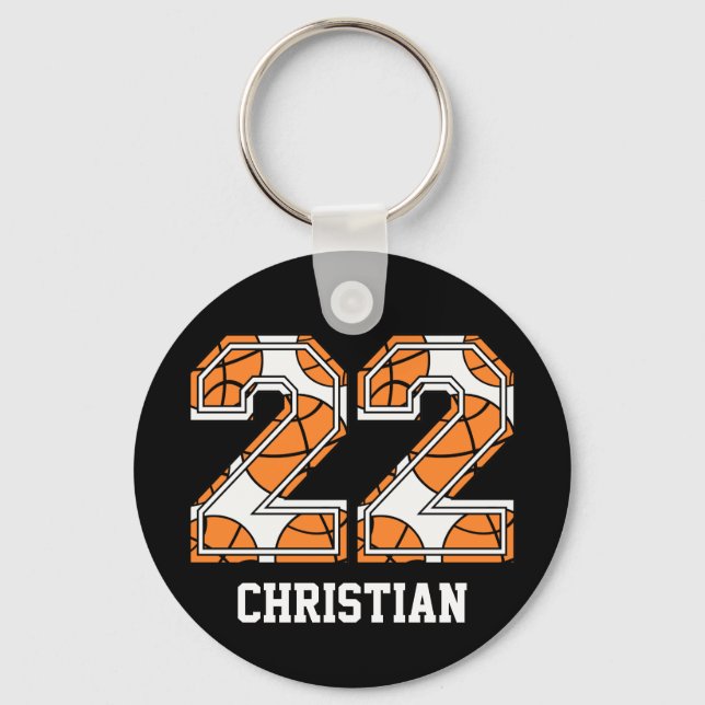 Personalisierte Basketballnummer 22 Schlüsselanhänger (Vorderseite)