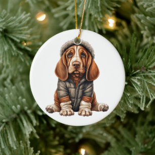 Personalisierte Basset Hound Hunde Kunst Keramik Ornament