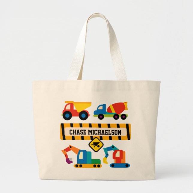 Personalisierte Bau-Fahrzeug-Taschen-Tasche Jumbo Stoffbeutel (Vorne)