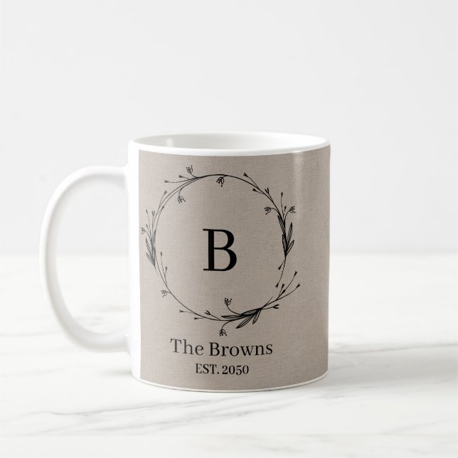 Personalisierte Bauernfamilie Monogram Kaffeetasse (Links)