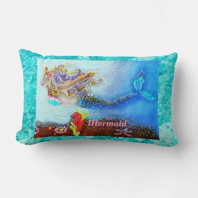 Personalisierte Baumwolle Pillow Mermaid Pastel Oc Lendenkissen (Vorderseite)