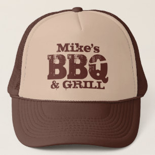 Personalisierte BBQ-Mütze für Männer Braun beige Truckerkappe