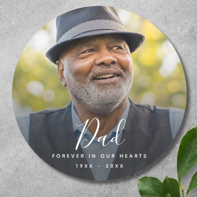 Personalisierte Beerdigung des Lebens Runder Aufkleber (Dad Photo Memorial Sticker Label)