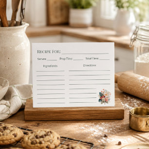 Personalisierte Beeren-Blumen-Rezeptkarte
