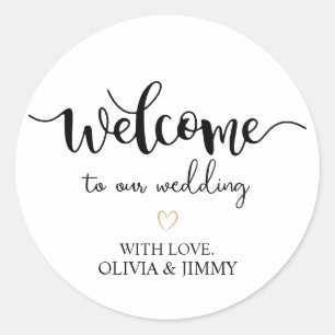 Personalisierte Begrüßung unserer Hochzeitsticker Runder Aufkleber