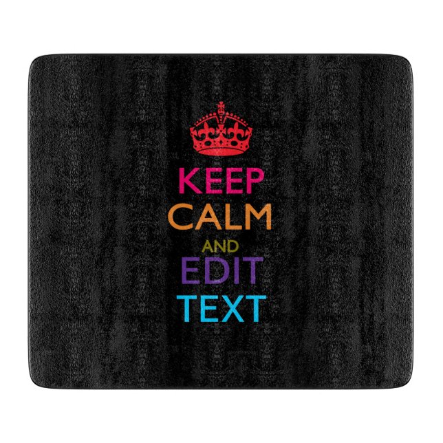 Personalisierte BEHALTEN CALM haben Ihren Text meh Schneidebrett (Vorderseite)