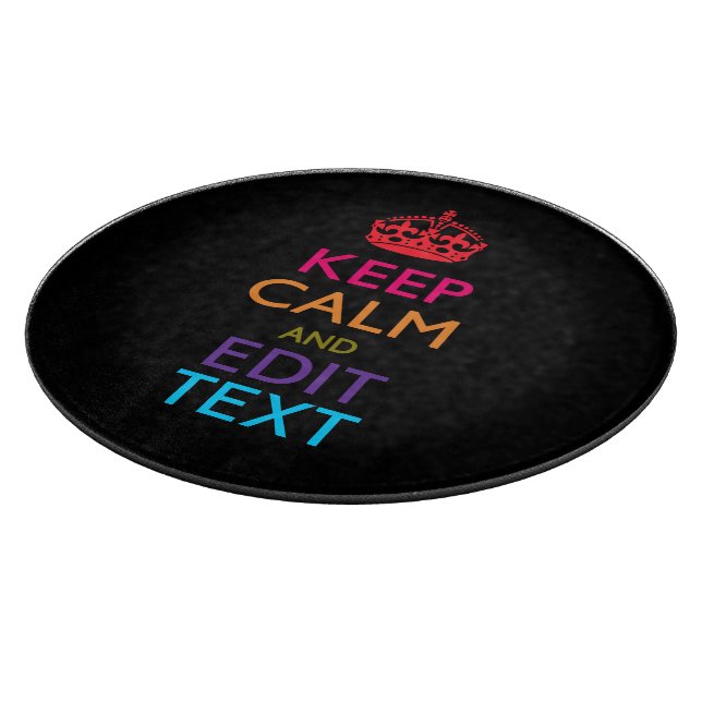 Personalisierte BEHALTEN CALM haben Ihren Text meh Schneidebrett (Ecke)