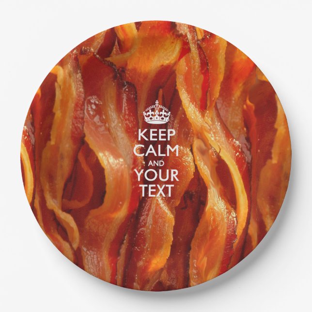 Personalisierte Behalten Ruhe und Ihr Bacon Pappteller (Vorderseite)
