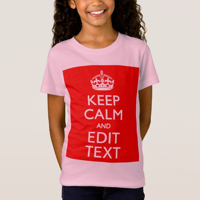 Personalisierte Behalten Ruhe und Ihr Text rot kla T-Shirt (Vorderseite)