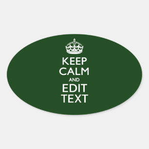 Personalisierte Behalten Ruhe und Ihr Textwald grü Ovaler Aufkleber
