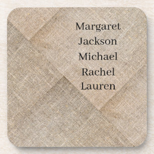 Personalisierte beige Imitate Linen Getränkeuntersetzer
