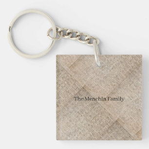 Personalisierte beige Imitate Linen Schlüsselanhänger