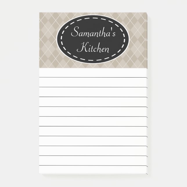 Personalisierte beige Küchen-Post-it-Notes Post-it Klebezettel (Vorderseite)