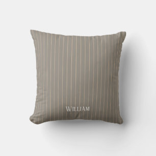 Personalisierte beige Pinstreifen Kissen