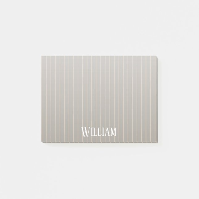 Personalisierte beige Pinstreifen Post-it Klebezettel (Vorderseite)