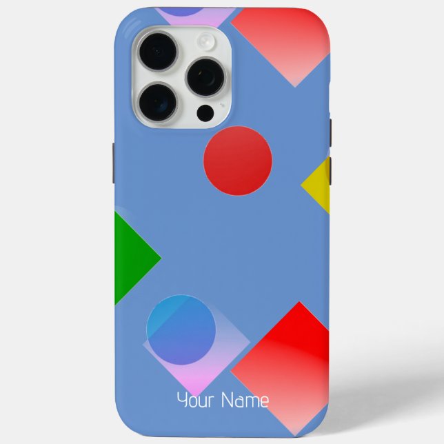 Personalisierte belebte Kreise 'n Squares, Cornblu Case-Mate iPhone Hülle (Rückseite)