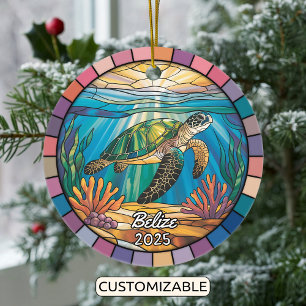 Personalisierte Belize-Ornamente, Meeresschildkröt Keramik Ornament