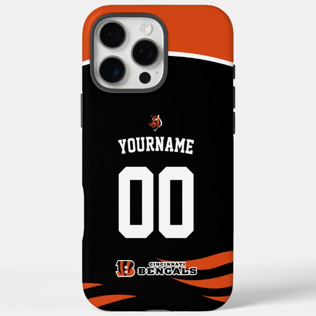 Personalisierte Bengale Jersey American Football iPhone 16 Pro Max Hülle (Rückseite)