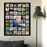 Personalisierte benutzerdefinierte Farbe 45 FotoCo Poster<br><div class="desc">Erstellen Sie einfach ein personalisiertes Foto-Erinnerungen, ein benutzerdefiniertes Farbposter oder Druckbild (schwarz dargestellt), um dieses leicht hochzuladende Foto-Collage-Template mit 45 Bildern und Ihren benutzerdefinierten Text als Overlay auf dem Mittelbild zu verwenden. Zeigen Sie Ihre Fotografie oder Gedenken an ein besonderes Ereignis oder einen Meilenstein oder für ein bedeutsames, unvergessliches Geschenk...</div>