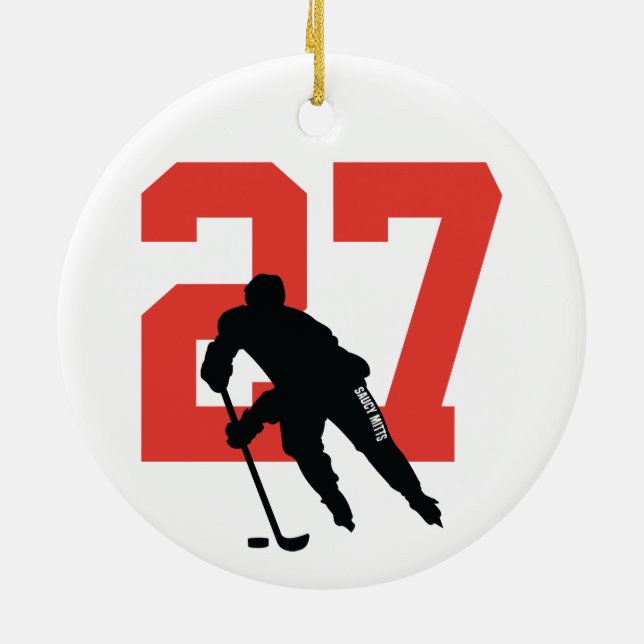 Personalisierte benutzerdefinierte Hockey-Spielern Keramik Ornament (Hinten)