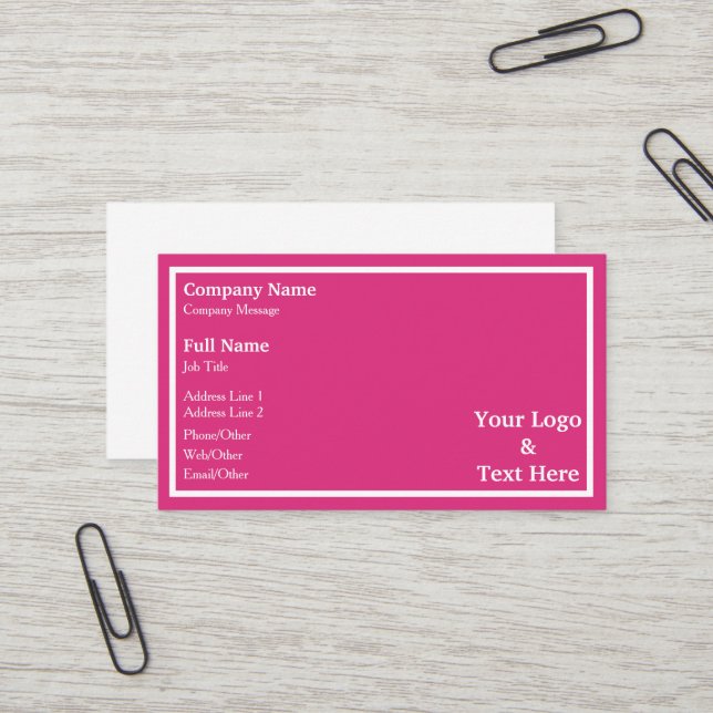 Personalisierte benutzerdefinierte Logos und Texte Visitenkarte (Vorderseite/Rückseite Beispiel)