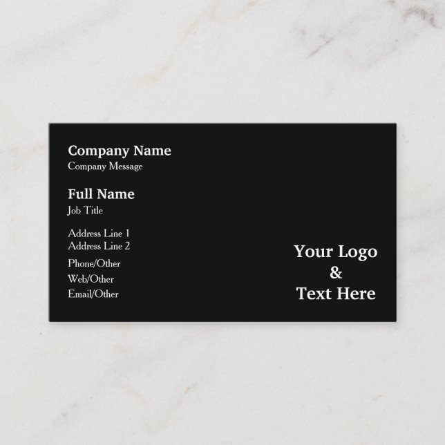 Personalisierte benutzerdefinierte Logos und Texte Visitenkarte (Vorderseite)