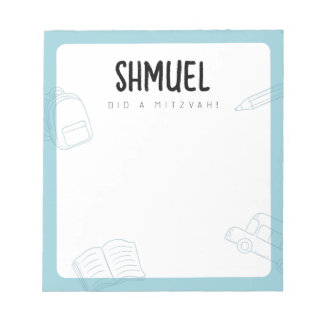 Personalisierte benutzerdefinierte Mitzvah-Notizen Notizblock
