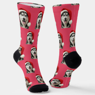Personalisierte benutzerdefinierte süße Husky-Weih Socken