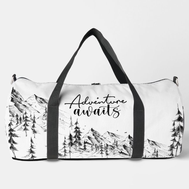 Personalisierte Berge Sketch Erlebnis wartet auf Duffle Bag (Vorderseite)