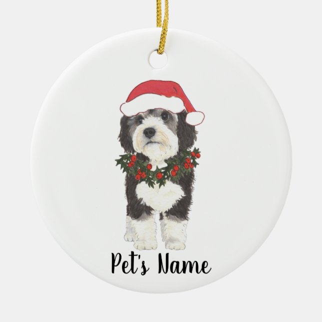 Personalisierte Bernedoodle Keramik Ornament (Vorne)