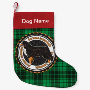 Personalisierte Berner Gebirgszucht Grün Kariert Kleiner Weihnachtsstrumpf