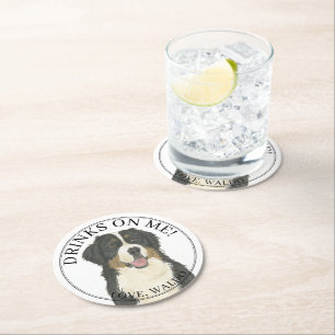 Personalisierte Berner-Hundeseihe Runder Pappuntersetzer