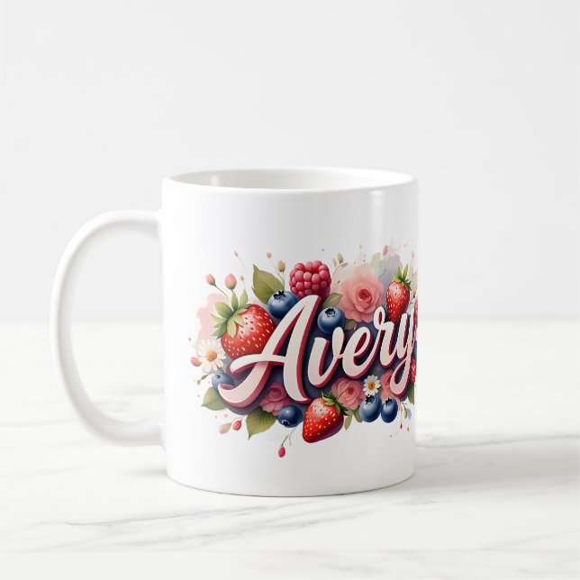 Personalisierte Berry Floral Name Tasse - Avery (Links)