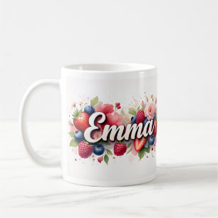 Personalisierte Berry Floral Name Tasse - "Emma"