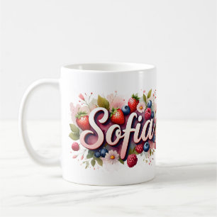 Personalisierte Berry Floral Name Tasse - "Sofia"